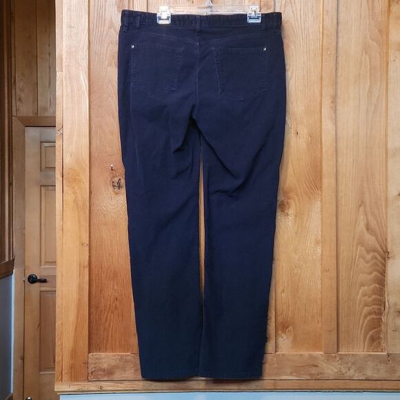 Eddie Bauer Boyfriend Mid Rise Relaxed Leg Corduroy Pants, Size 12, Navy Blue - Picture 2 of 10